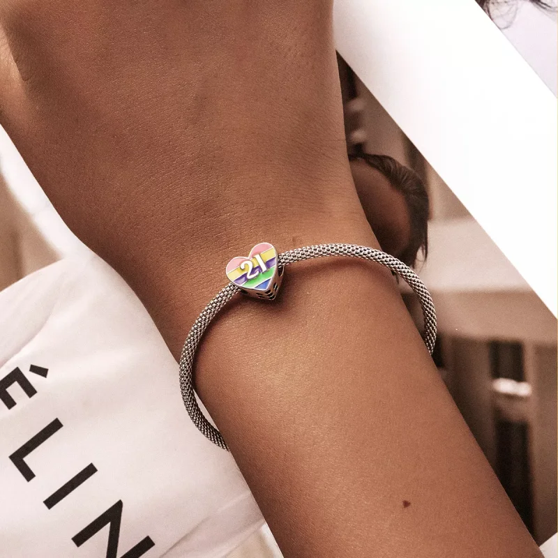 (immagine per) Charm tipo Pandora Cuore arcobaleno - BSC548 - Visualizza 5