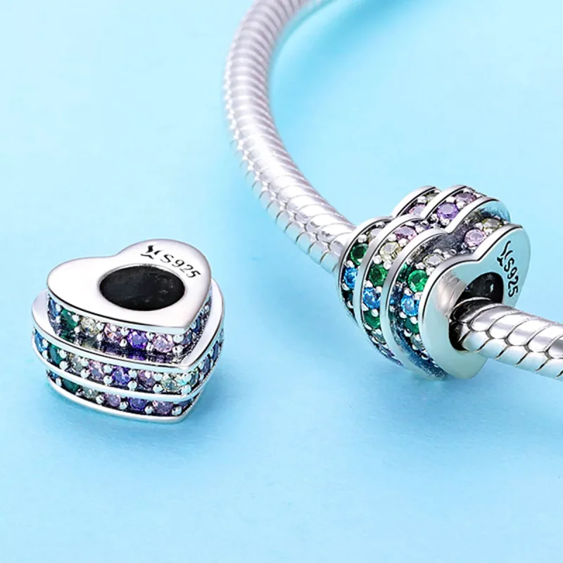 (immagine per) Charm tipo Pandora Cuore arcobaleno - SCC725 - Visualizza 2