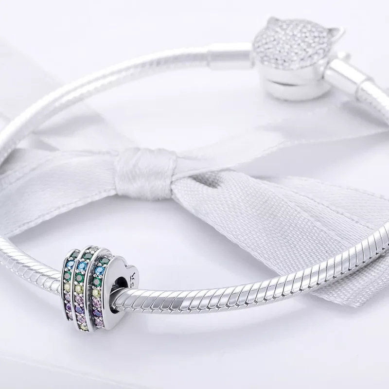 (immagine per) Charm tipo Pandora Cuore arcobaleno - SCC725 - Visualizza 3