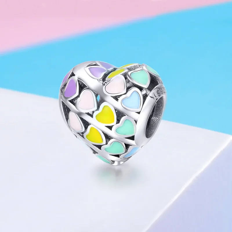 (immagine per) Charm tipo Pandora Cuore arcobaleno - SCC902 - Visualizza 2