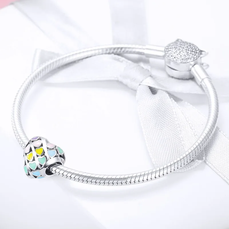 (immagine per) Charm tipo Pandora Cuore arcobaleno - SCC902 - Visualizza 3