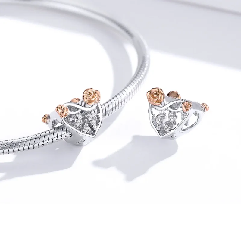 (immagine per) Charm tipo Pandora Cuore Con Le Rose - BSC280 - Visualizza 2