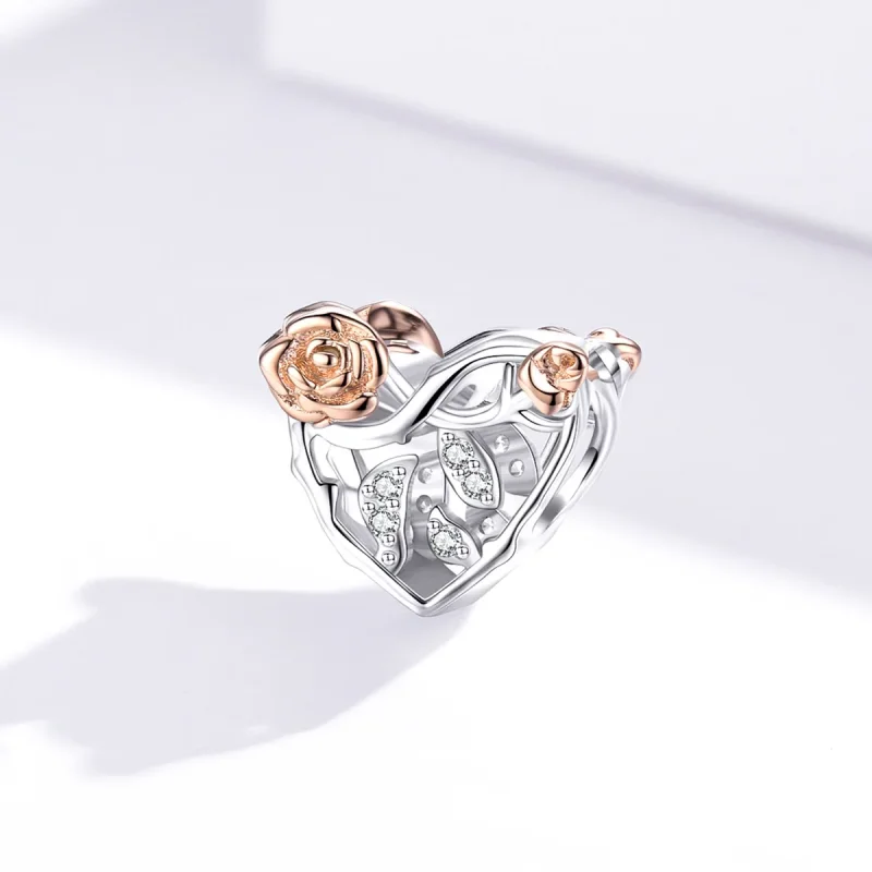 (immagine per) Charm tipo Pandora Cuore Con Le Rose - BSC280 - Visualizza 3