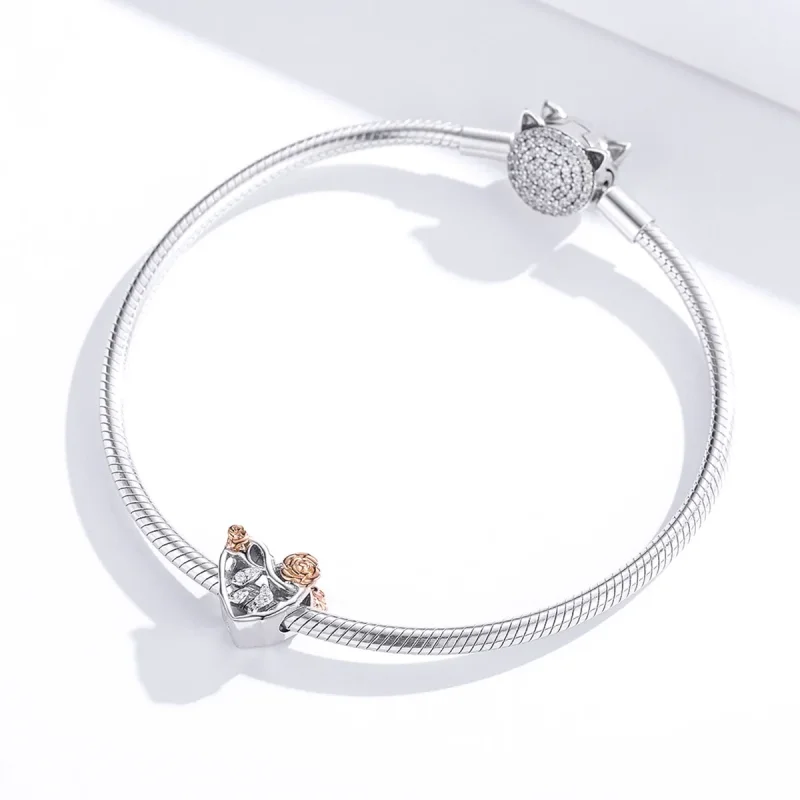 (immagine per) Charm tipo Pandora Cuore Con Le Rose - BSC280 - Visualizza 4