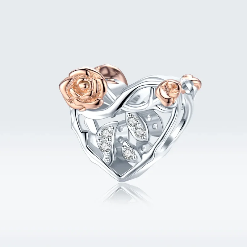 (immagine per) Charm tipo Pandora Cuore Con Le Rose - BSC280 - Visualizza 5