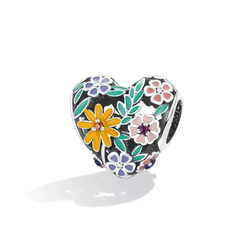 (immagine per) Charm tipo Pandora Cuore di fiori - BSC590 - Visualizza 2