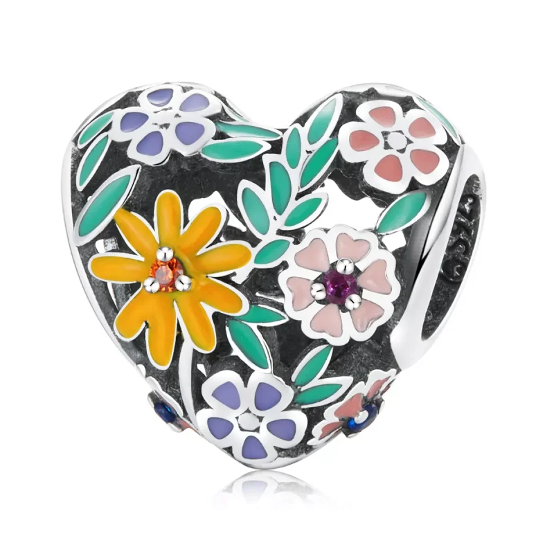 (immagine per) Charm tipo Pandora Cuore di fiori - BSC590
