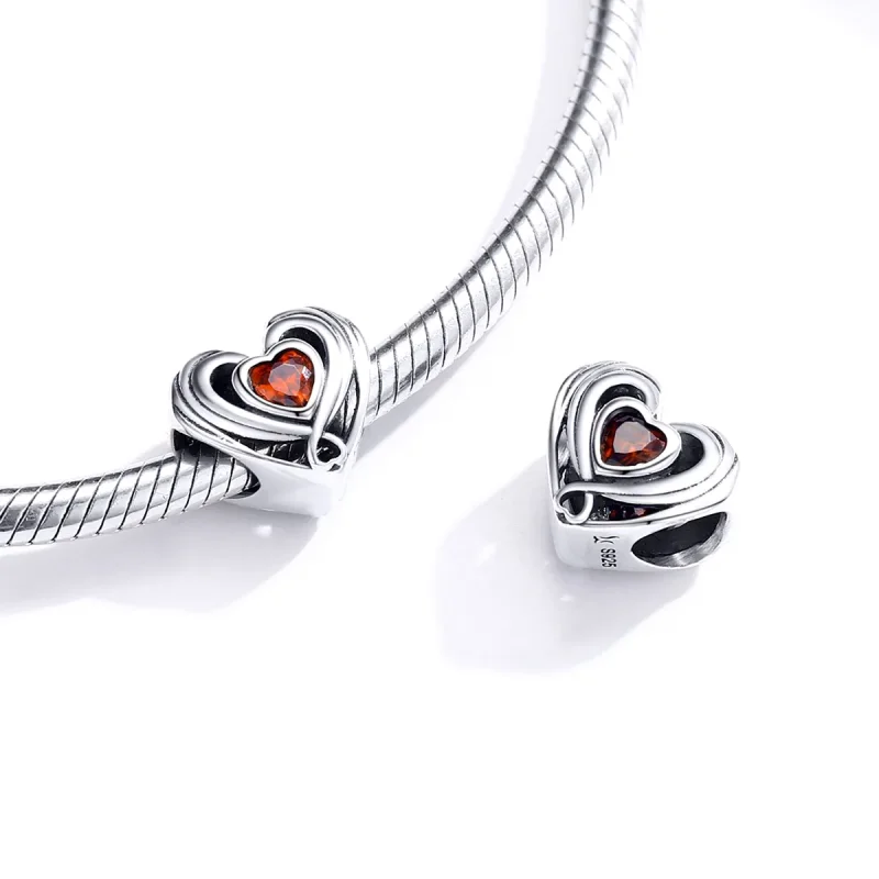 (immagine per) Charm tipo Pandora Cuore rubino nel cuore - SCC1472 - Visualizza 4