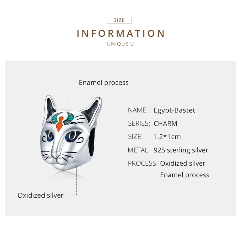 (immagine per) Charm tipo Pandora Egitto - Cat God Bastet - SCC1859 - Visualizza 7