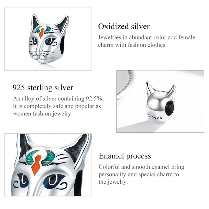 (immagine per) Charm tipo Pandora Egitto - Cat God Bastet - SCC1859 - Visualizza 8
