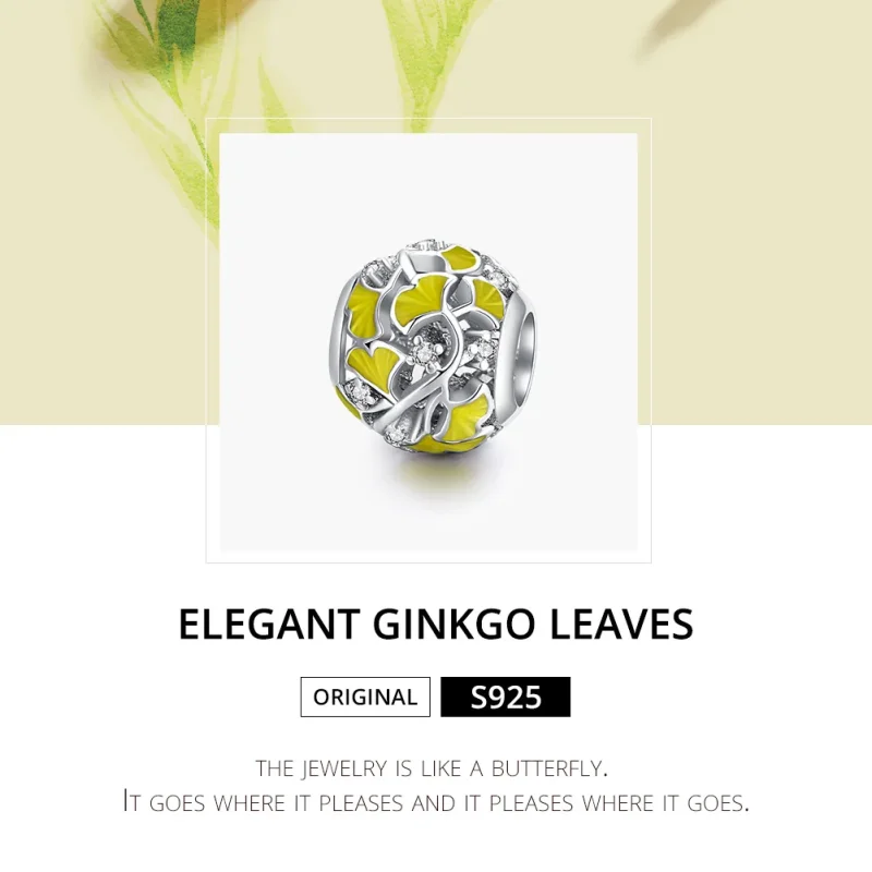 (immagine per) Charm tipo Pandora Eleganti foglie di ginkgo - BSC334 - Visualizza 6
