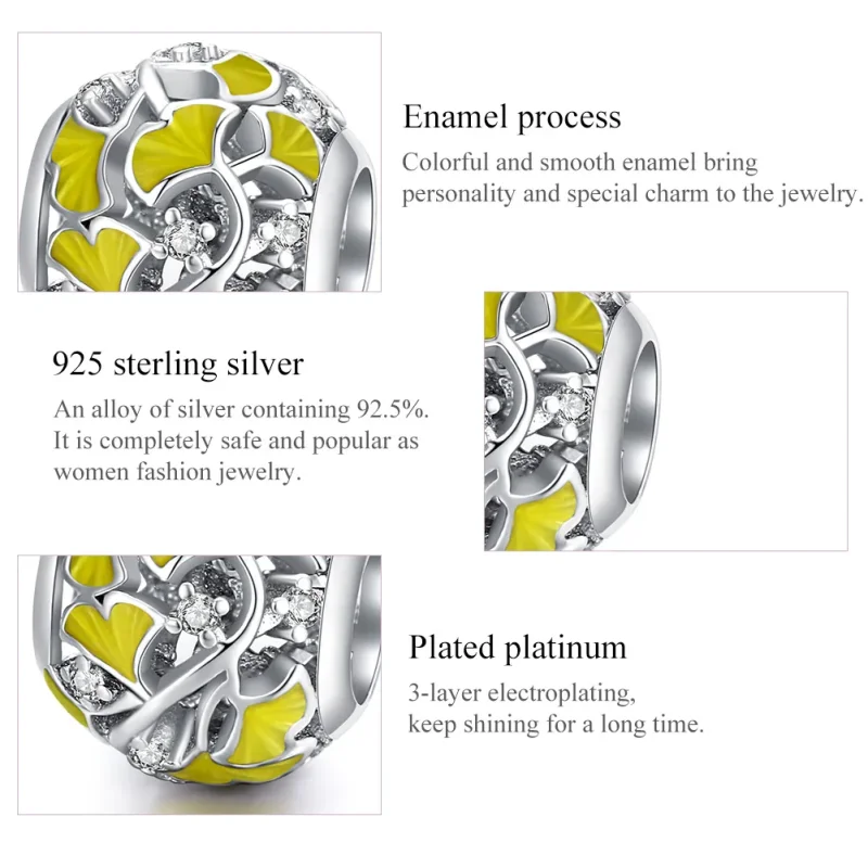 (immagine per) Charm tipo Pandora Eleganti foglie di ginkgo - BSC334 - Visualizza 7