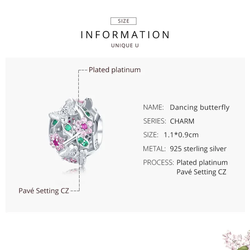 (immagine per) Charm tipo Pandora Farfalla danzante - BSC116 - Visualizza 7