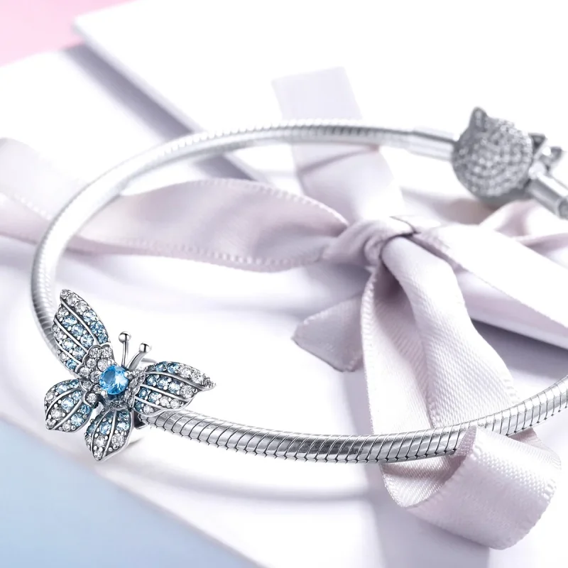 (immagine per) Charm tipo Pandora Farfalla glitterata - BSC061 - Visualizza 3