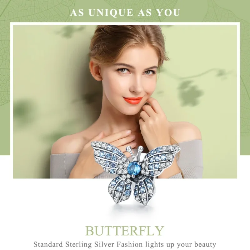 (immagine per) Charm tipo Pandora Farfalla glitterata - BSC061 - Visualizza 6