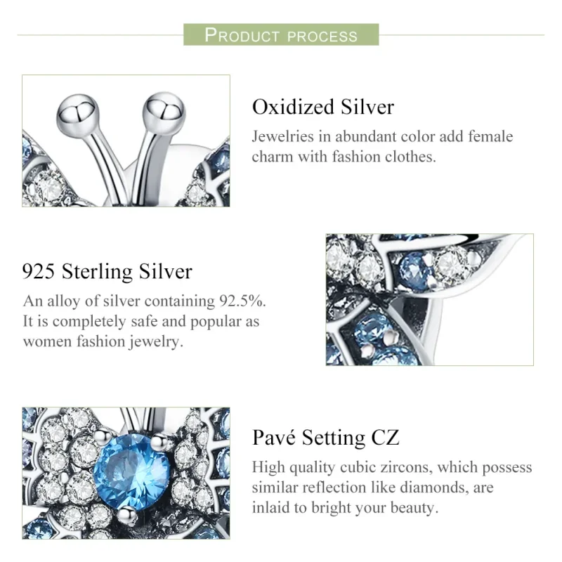 (immagine per) Charm tipo Pandora Farfalla glitterata - BSC061 - Visualizza 7