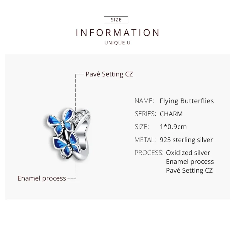 (immagine per) Charm tipo Pandora Farfalle volanti - SCC1731 - Visualizza 8
