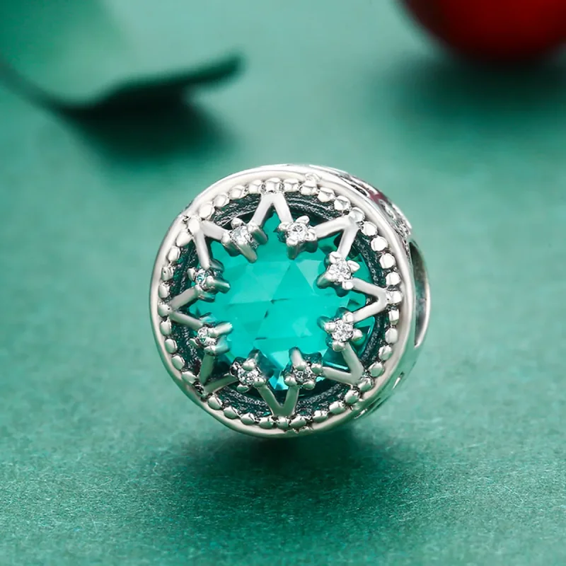 (immagine per) Charm tipo Pandora Fiocchi di neve romantici color smeraldo - SCC308 - Visualizza 3