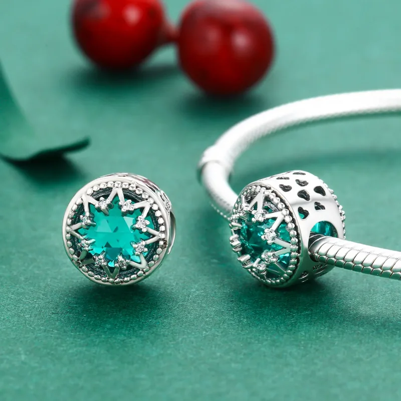 (immagine per) Charm tipo Pandora Fiocchi di neve romantici color smeraldo - SCC308 - Visualizza 4