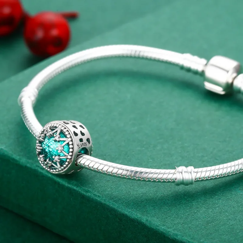 (immagine per) Charm tipo Pandora Fiocchi di neve romantici color smeraldo - SCC308 - Visualizza 5