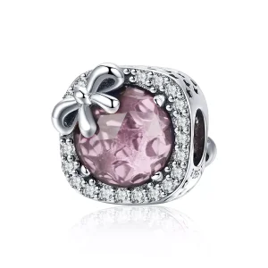 (immagine per) Charm tipo Pandora Fiocco rosa pavé - SCC1058-PK