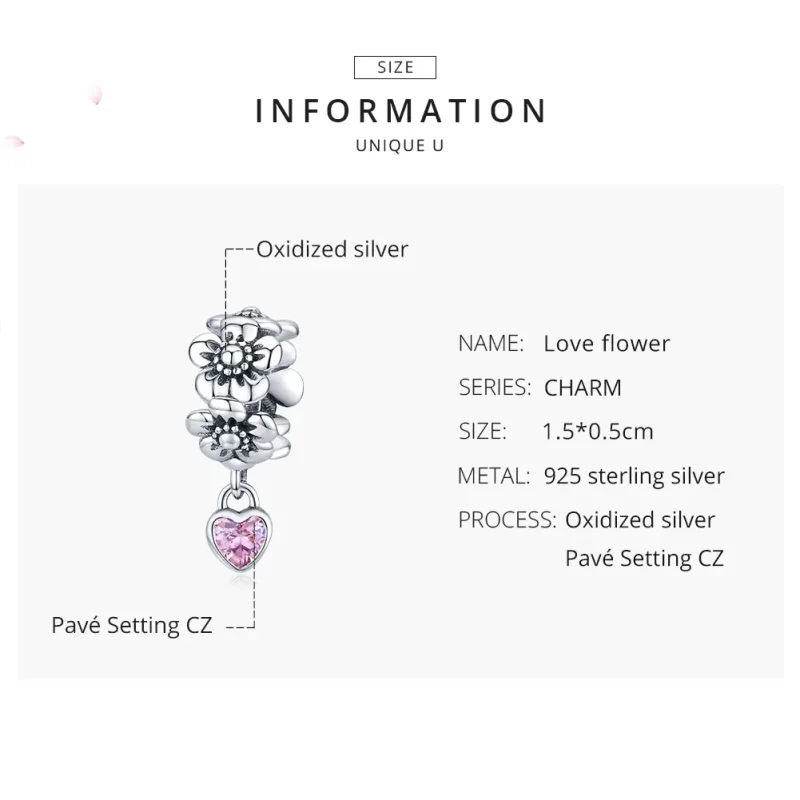 (immagine per) Charm tipo Pandora Fiore d'amore - SCC1485 - Visualizza 7