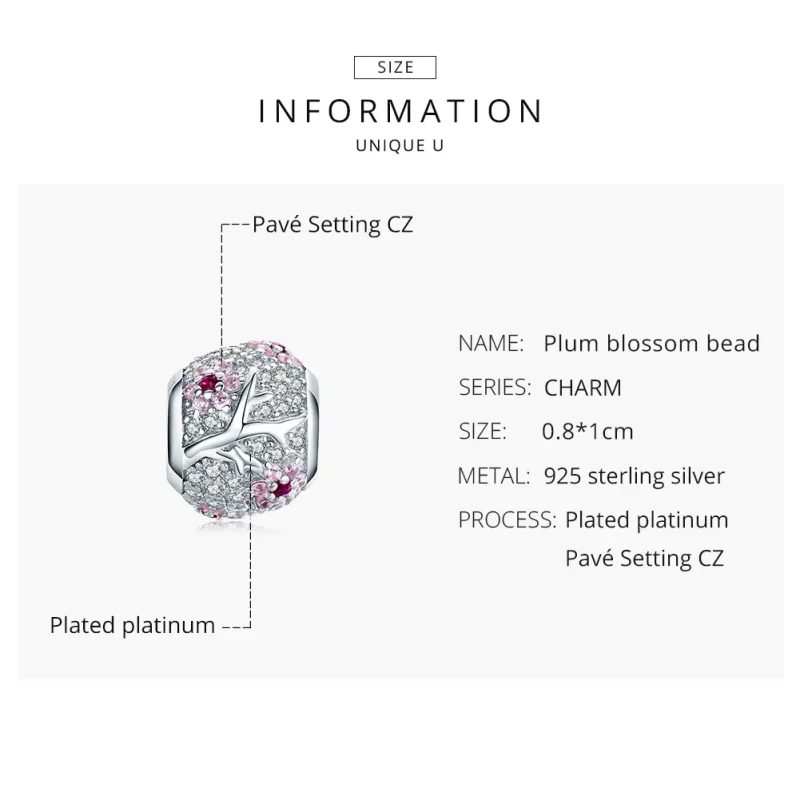 (immagine per) Charm tipo Pandora Fiore di prugna - BSC153 - Visualizza 7