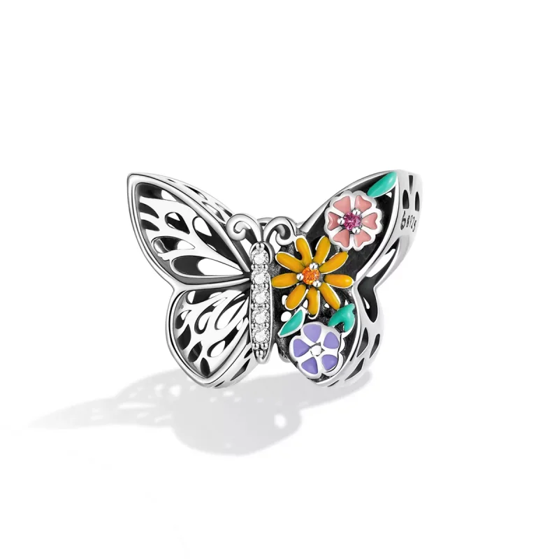 (immagine per) Charm tipo Pandora Fiore Farfalla - BSC588 - Visualizza 2