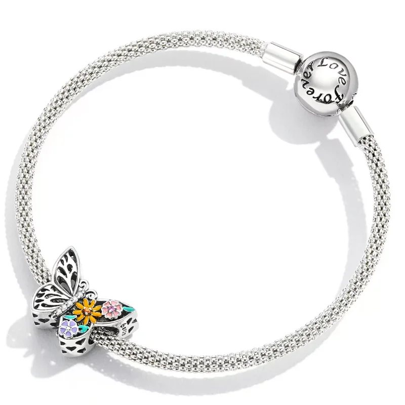 (immagine per) Charm tipo Pandora Fiore Farfalla - BSC588 - Visualizza 4
