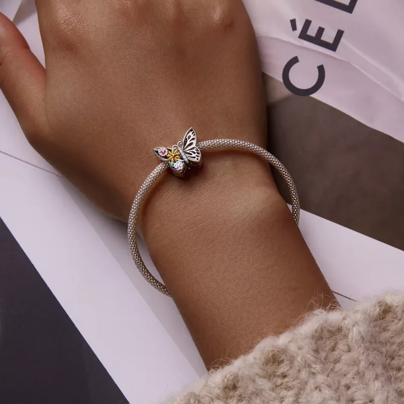 (immagine per) Charm tipo Pandora Fiore Farfalla - BSC588 - Visualizza 5