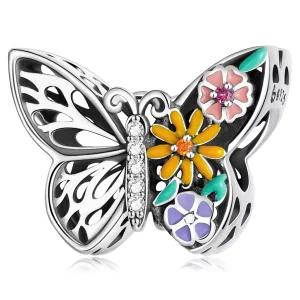 (immagine per) Charm tipo Pandora Fiore Farfalla - BSC588