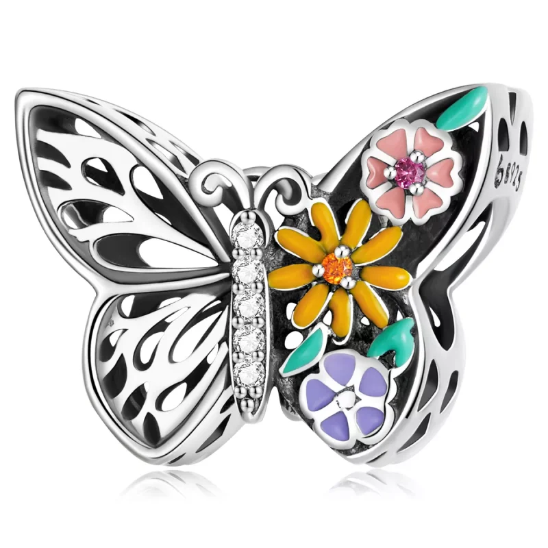 (immagine per) Charm tipo Pandora Fiore Farfalla - BSC588