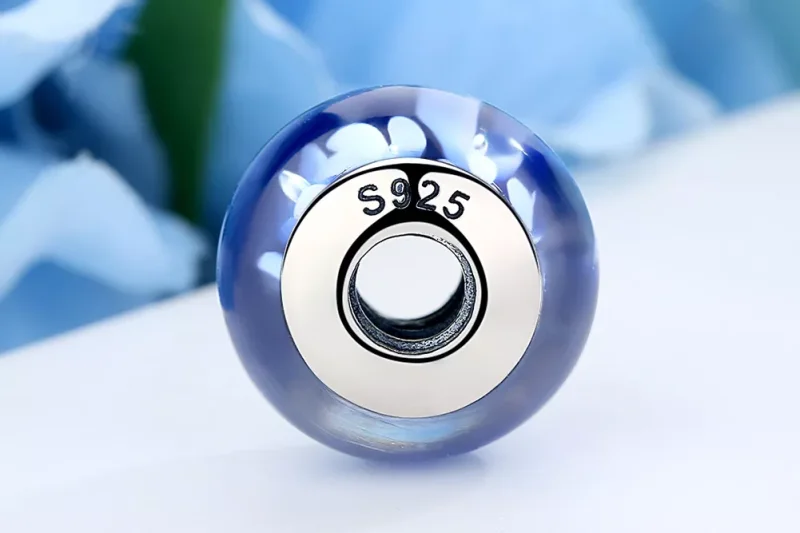 (immagine per) Charm tipo Pandora Fiori bianchi in vetro di Murano blu - SCZ006 - Visualizza 7