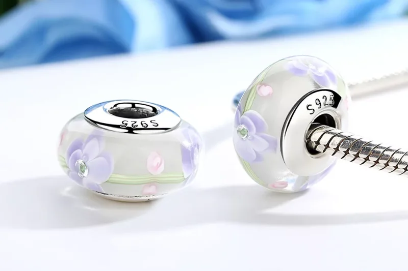 (immagine per) Charm tipo Pandora Fiori di Glicine Vetro di Murano - SCZ019 - Visualizza 3