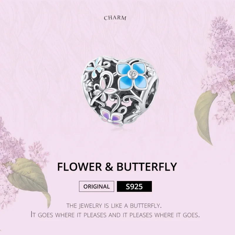 (immagine per) Charm tipo Pandora Fiori E Farfalle - SCC1836 - Visualizza 7