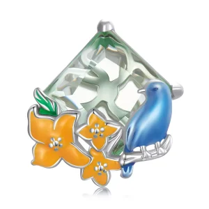 (immagine per) Charm tipo Pandora Fiori e uccelli - BSC646