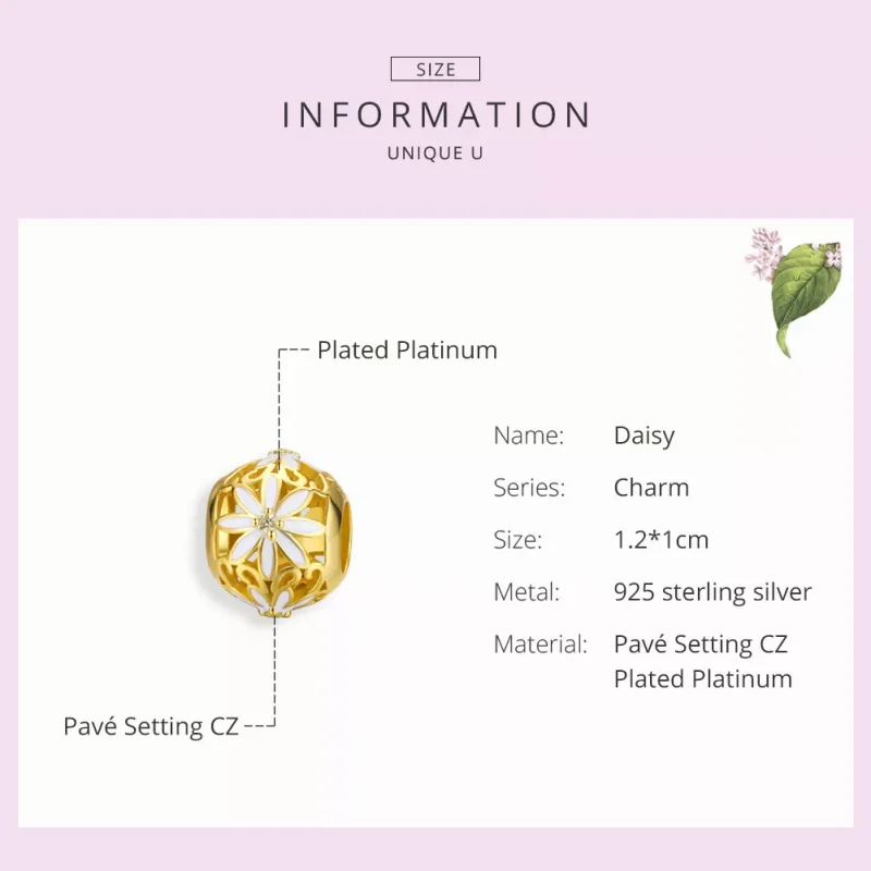 (immagine per) Charm tipo Pandora Fiori Margherita - SCC1216 - Visualizza 3