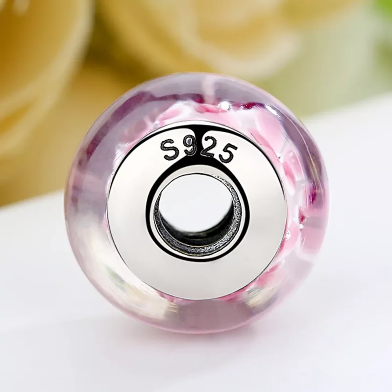 (immagine per) Charm tipo Pandora Fiori rosa in vetro di Murano - SCZ008 - Visualizza 5