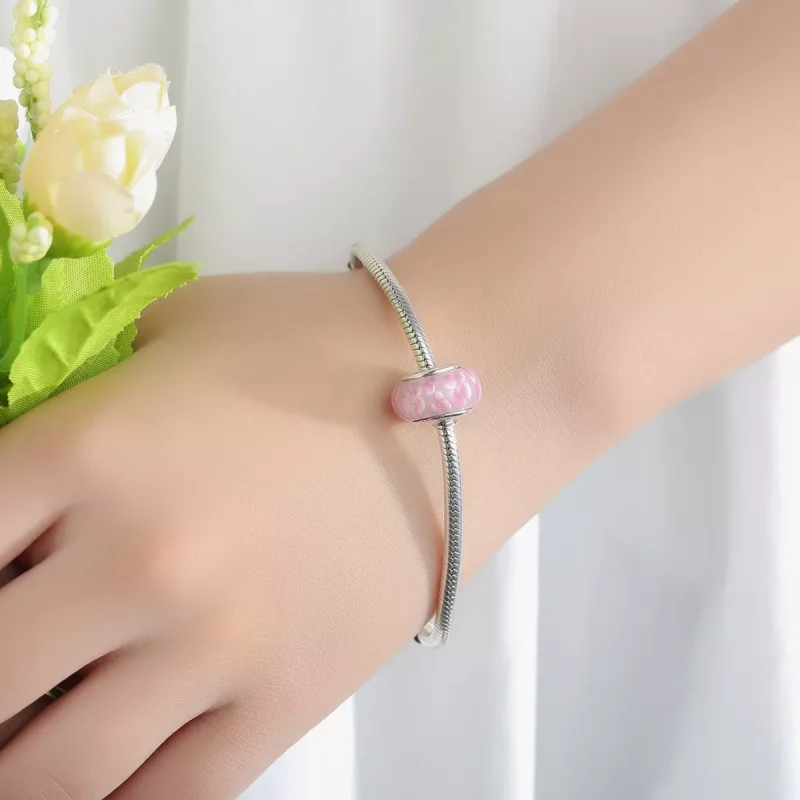 (immagine per) Charm tipo Pandora Fiori rosa in vetro di Murano - SCZ008 - Visualizza 6