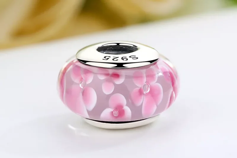 (immagine per) Charm tipo Pandora Fiori rosa in vetro di Murano - SCZ008 - Visualizza 8