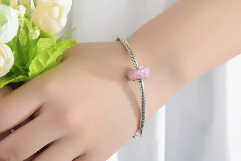 (immagine per) Charm tipo Pandora Fiori rosa in vetro di Murano - SCZ008 - Visualizza 10