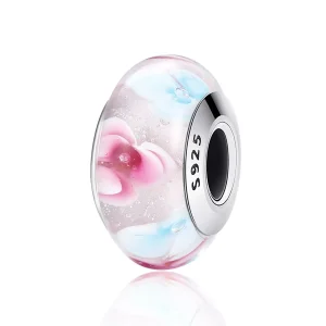 Charm tipo Pandora Fiori rosa in vetro di Murano - SCZ056 (immagine per) Charm tipo Pandora Fiori rosa in vetro di Murano - SCZ056