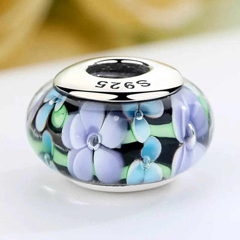 (immagine per) Charm tipo Pandora Fiori Viola in Vetro di Murano - SCZ009 - Visualizza 4