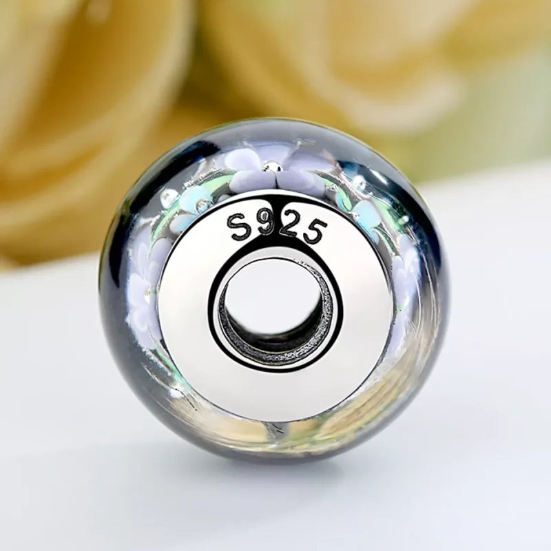(immagine per) Charm tipo Pandora Fiori Viola in Vetro di Murano - SCZ009 - Visualizza 5