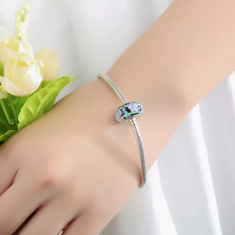(immagine per) Charm tipo Pandora Fiori Viola in Vetro di Murano - SCZ009 - Visualizza 6