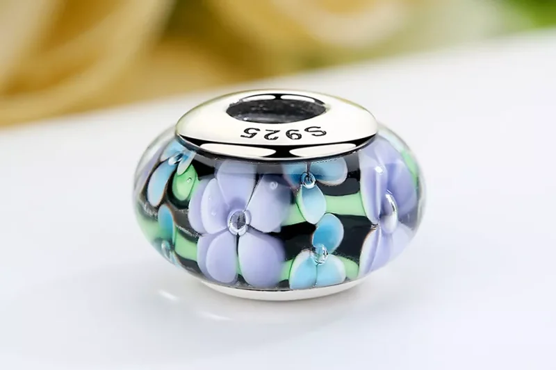 (immagine per) Charm tipo Pandora Fiori Viola in Vetro di Murano - SCZ009 - Visualizza 8