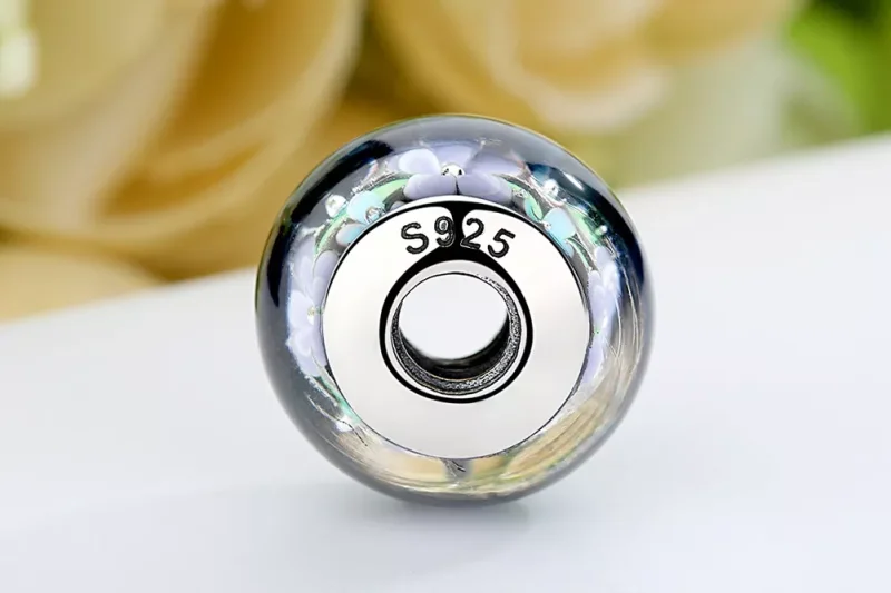 (immagine per) Charm tipo Pandora Fiori Viola in Vetro di Murano - SCZ009 - Visualizza 9