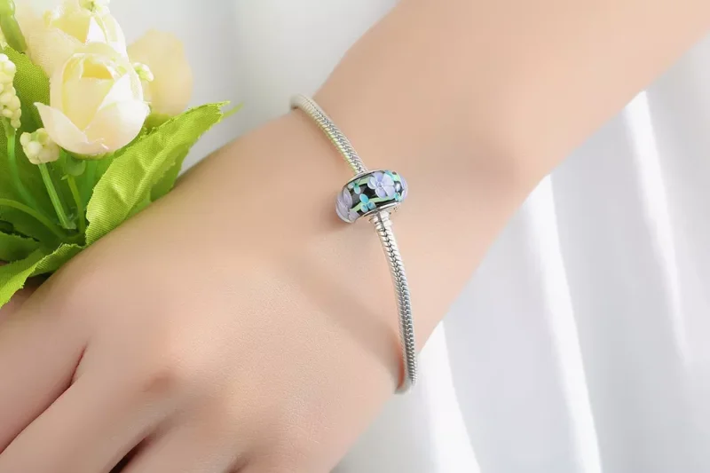 (immagine per) Charm tipo Pandora Fiori Viola in Vetro di Murano - SCZ009 - Visualizza 10