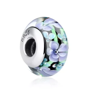 Charm tipo Pandora Fiori Viola in Vetro di Murano - SCZ009 (immagine per) Charm tipo Pandora Fiori Viola in Vetro di Murano - SCZ009