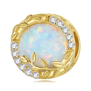 (immagine per) Charm tipo Pandora Foglia Opale - BSC671